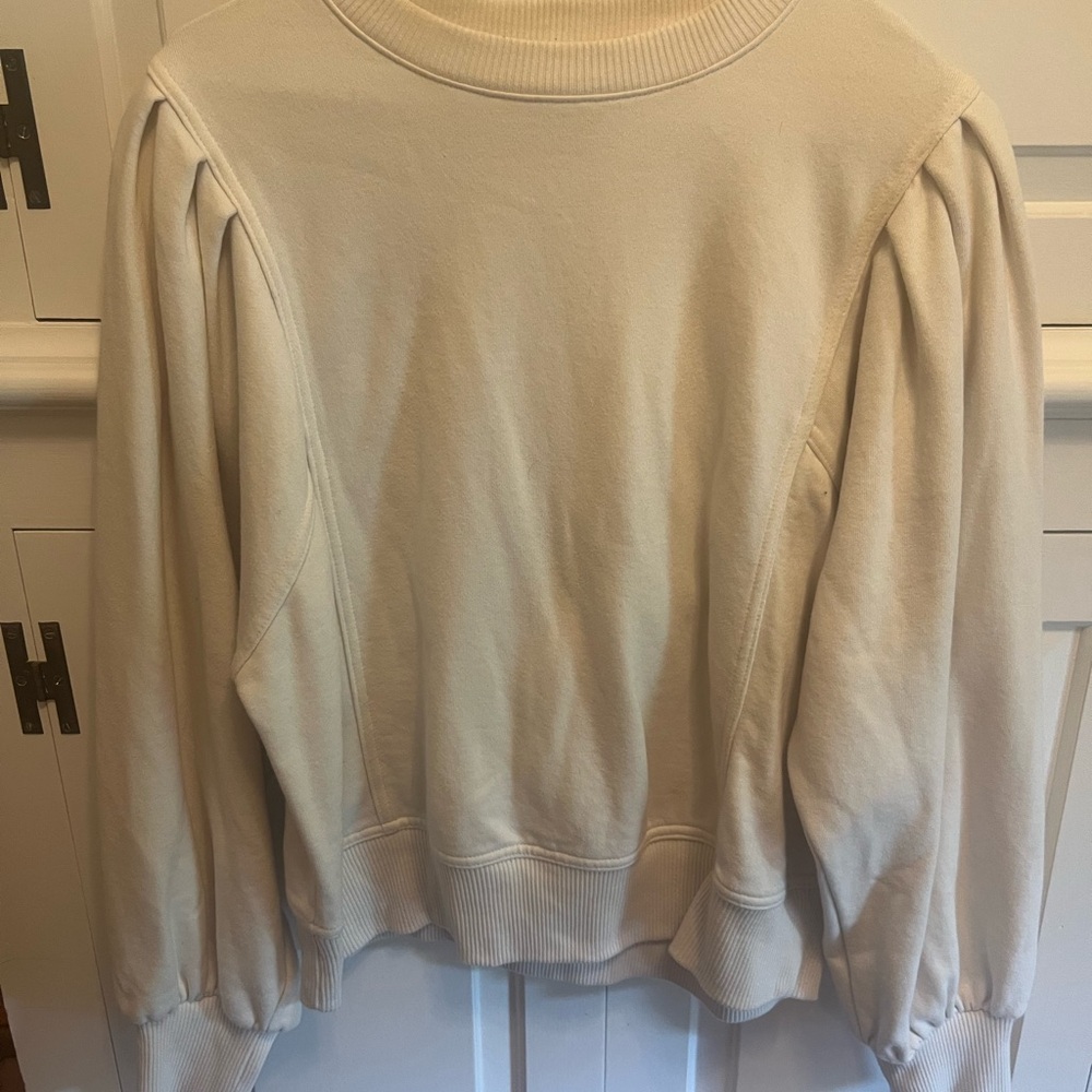 a new day Cream Crew Neck Sweater with Puff Sleeves